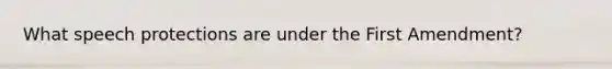 What speech protections are under the First Amendment?