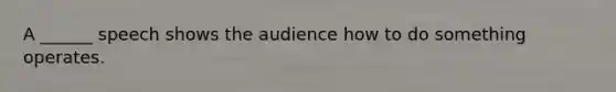 A ______ speech shows the audience how to do something operates.