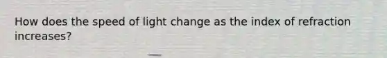 How does the speed of light change as the index of refraction increases?