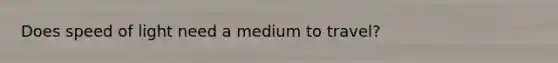 Does speed of light need a medium to travel?