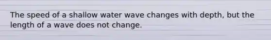 The speed of a shallow water wave changes with depth, but the length of a wave does not change.