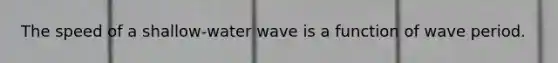 The speed of a shallow-water wave is a function of wave period.