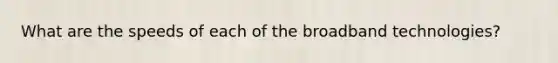 What are the speeds of each of the broadband technologies?
