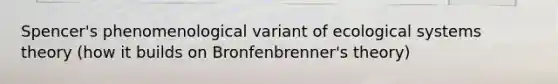 Spencer's phenomenological variant of ecological systems theory (how it builds on Bronfenbrenner's theory)