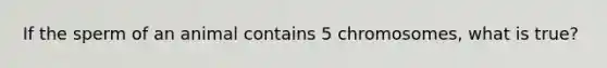 If the sperm of an animal contains 5 chromosomes, what is true?