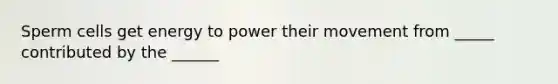 Sperm cells get energy to power their movement from _____ contributed by the ______