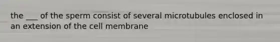 the ___ of the sperm consist of several microtubules enclosed in an extension of the cell membrane