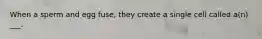 When a sperm and egg fuse, they create a single cell called a(n) ___.