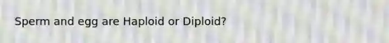 Sperm and egg are Haploid or Diploid?