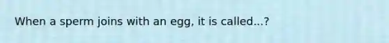 When a sperm joins with an egg, it is called...?