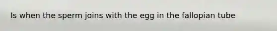 Is when the sperm joins with the egg in the fallopian tube