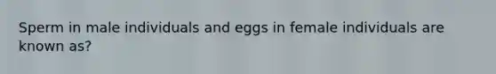 Sperm in male individuals and eggs in female individuals are known as?