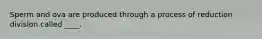 Sperm and ova are produced through a process of reduction division called ____.
