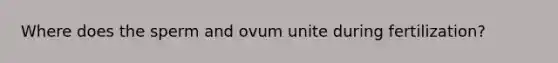 Where does the sperm and ovum unite during fertilization?