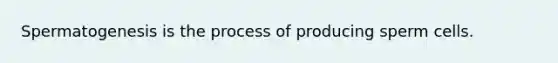 Spermatogenesis is the process of producing sperm cells.