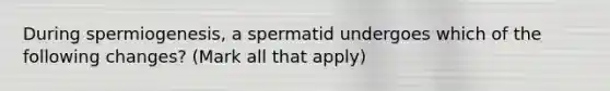 During spermiogenesis, a spermatid undergoes which of the following changes? (Mark all that apply)