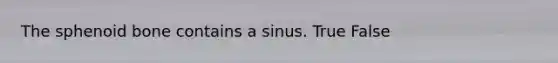 The sphenoid bone contains a sinus. True False