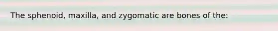 The sphenoid, maxilla, and zygomatic are bones of the: