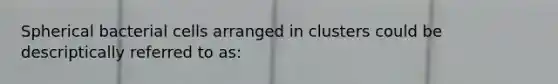Spherical bacterial cells arranged in clusters could be descriptically referred to as: