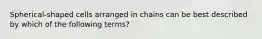 Spherical-shaped cells arranged in chains can be best described by which of the following terms?