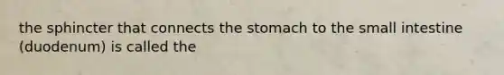 the sphincter that connects the stomach to the small intestine (duodenum) is called the