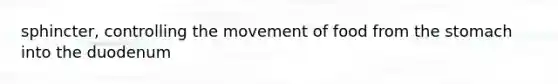 sphincter, controlling the movement of food from the stomach into the duodenum