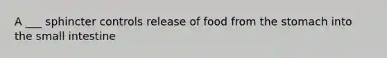 A ___ sphincter controls release of food from the stomach into the small intestine