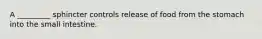 A _________ sphincter controls release of food from the stomach into the small intestine.