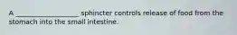 A ___________________ sphincter controls release of food from the stomach into the small intestine.