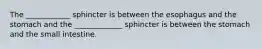 The ____________ sphincter is between the esophagus and the stomach and the _____________ sphincter is between the stomach and the small intestine.