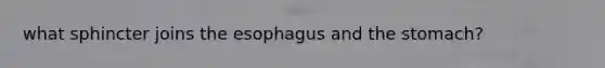 what sphincter joins the esophagus and the stomach?