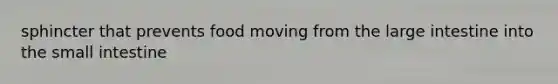 sphincter that prevents food moving from the large intestine into the small intestine