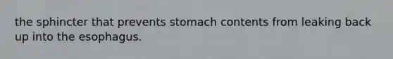 the sphincter that prevents stomach contents from leaking back up into the esophagus.