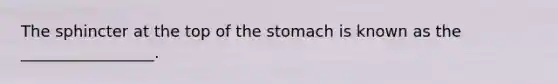 The sphincter at the top of the stomach is known as the _________________.