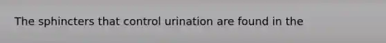 The sphincters that control urination are found in the