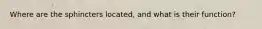 Where are the sphincters located, and what is their function?