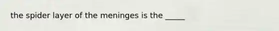 the spider layer of the meninges is the _____