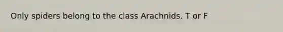 Only spiders belong to the class Arachnids. T or F