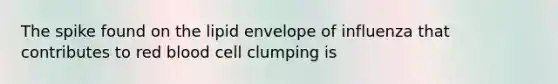 The spike found on the lipid envelope of influenza that contributes to red blood cell clumping is