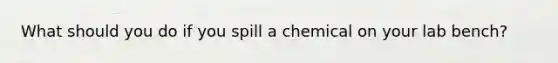 What should you do if you spill a chemical on your lab bench?