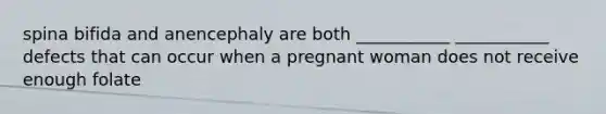 spina bifida and anencephaly are both ___________ ___________ defects that can occur when a pregnant woman does not receive enough folate