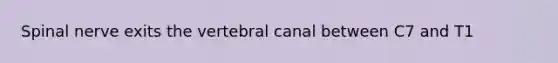 Spinal nerve exits the vertebral canal between C7 and T1