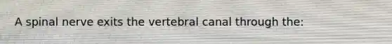 A spinal nerve exits the vertebral canal through the: