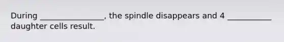 During ________________, the spindle disappears and 4 ___________ daughter cells result.