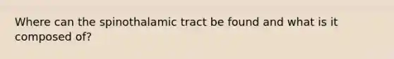 Where can the spinothalamic tract be found and what is it composed of?