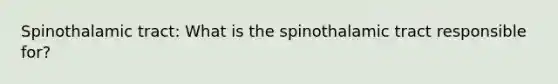 Spinothalamic tract: What is the spinothalamic tract responsible for?