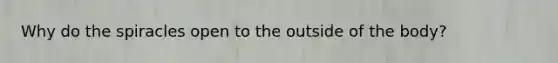 Why do the spiracles open to the outside of the body?