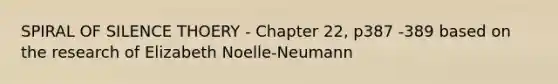 SPIRAL OF SILENCE THOERY - Chapter 22, p387 -389 based on the research of Elizabeth Noelle-Neumann