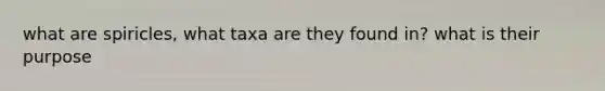 what are spiricles, what taxa are they found in? what is their purpose