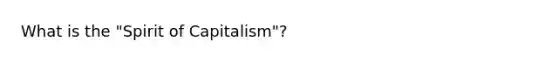 What is the "Spirit of Capitalism"?